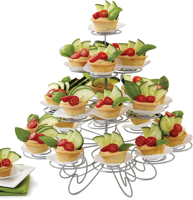 Resulzon 4-Tier Cupcake Stand -Stainless Steel Dessert Tree Tower Display for Christmas, Weddings, Birthday Parties, Weddings, Cady Bar and Events - Image 1
